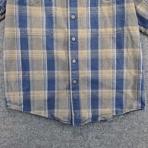 Wrangler Men's Authentic Western Button-Up Shirt Blue Plaid Medium Short Sleeve - Picture 4 of 12